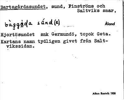 Bild på arkivkortet för arkivposten Bartsgårdasundet