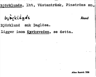 Bild på arkivkortet för arkivposten Björklunds