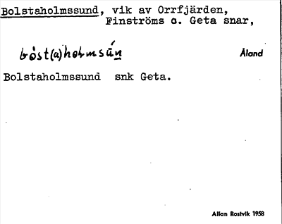 Bild på arkivkortet för arkivposten Bolstaholmssund