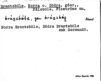 Bild på arkivkortet för arkivposten Brantsböle, Norra o. Södra