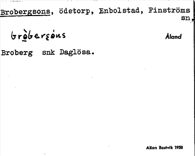 Bild på arkivkortet för arkivposten Brobergsons