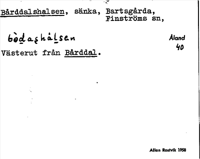 Bild på arkivkortet för arkivposten Bårddalshalsen