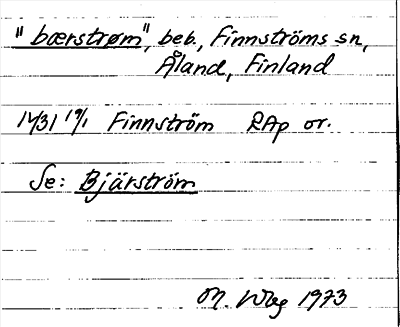 Bild på arkivkortet för arkivposten »bærstrøm», se Bjärström