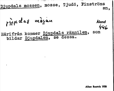Bild på arkivkortet för arkivposten Djupdals mossen