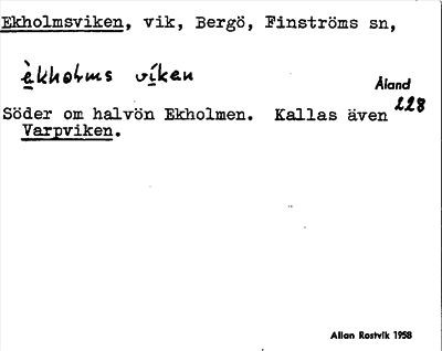 Bild på arkivkortet för arkivposten Ekholmsviken