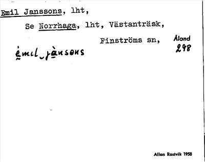 Bild på arkivkortet för arkivposten Emil Janssons