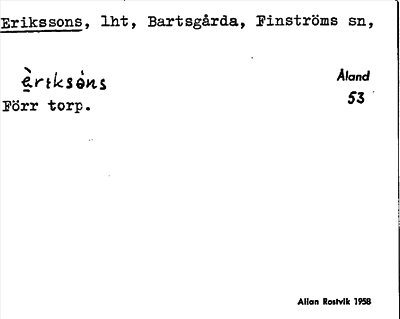 Bild på arkivkortet för arkivposten Erikssons