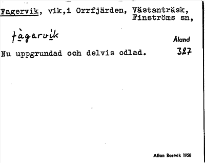 Bild på arkivkortet för arkivposten Fagervik