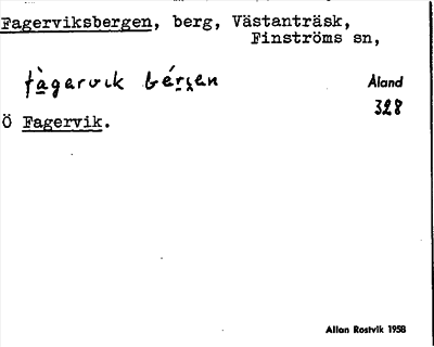 Bild på arkivkortet för arkivposten Fagerviksbergen