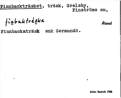 Bild på arkivkortet för arkivposten Finnbackträsket