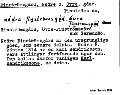 Bild på arkivkortet för arkivposten Finströmsgård, Nedre o. Övre