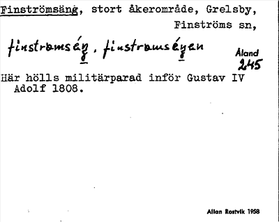 Bild på arkivkortet för arkivposten Finströmsäng