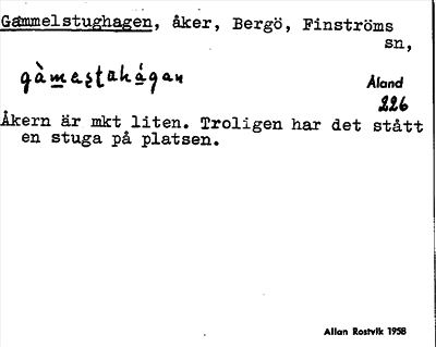 Bild på arkivkortet för arkivposten Gammelstughagen