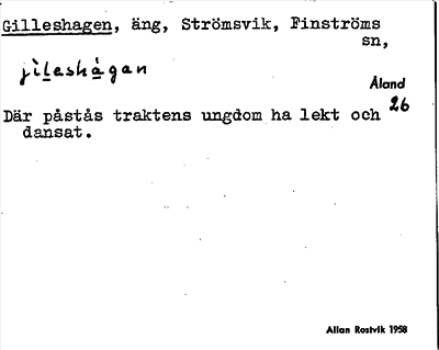 Bild på arkivkortet för arkivposten Gilleshagen