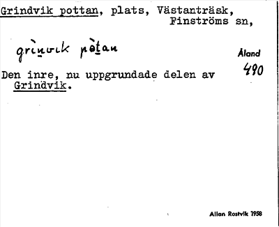 Bild på arkivkortet för arkivposten Grindvik pottan