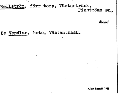 Bild på arkivkortet för arkivposten Hellström, se Vendlas