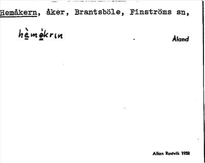 Bild på arkivkortet för arkivposten Hemåkern