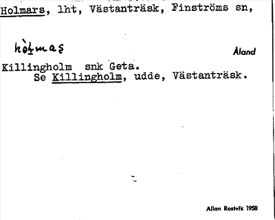 Bild på arkivkortet för arkivposten Holmars