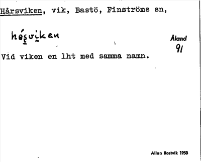 Bild på arkivkortet för arkivposten Hårsviken