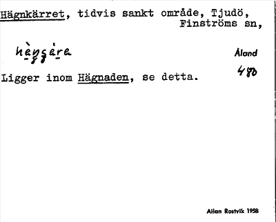Bild på arkivkortet för arkivposten Hägnkärret