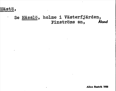 Bild på arkivkortet för arkivposten Hästö, se Hässlö