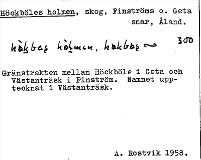 Bild på arkivkortet för arkivposten Höckböles holmen