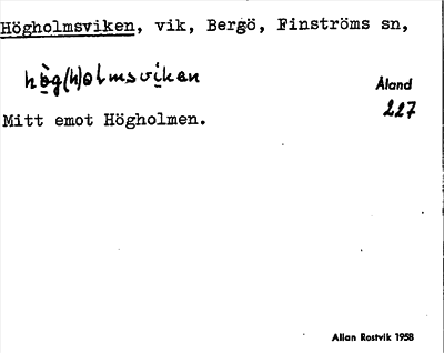 Bild på arkivkortet för arkivposten Högholmsviken