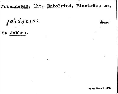 Bild på arkivkortet för arkivposten Johannesas