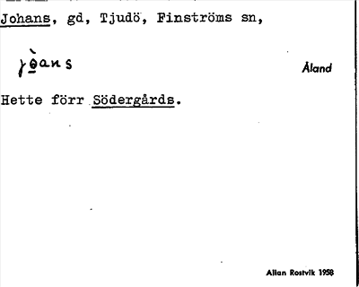 Bild på arkivkortet för arkivposten Johans