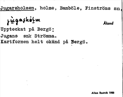 Bild på arkivkortet för arkivposten Jugarsholmen