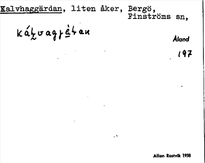 Bild på arkivkortet för arkivposten Kalvhaggärdan