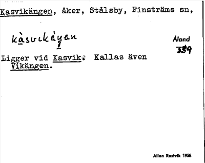Bild på arkivkortet för arkivposten Kasvikängen