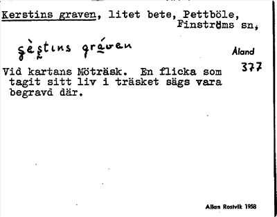 Bild på arkivkortet för arkivposten Kerstins graven