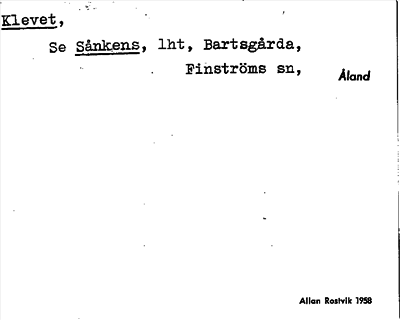 Bild på arkivkortet för arkivposten Klevet, se Sånkens