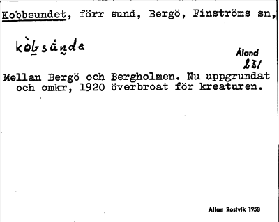 Bild på arkivkortet för arkivposten Kobbsundet