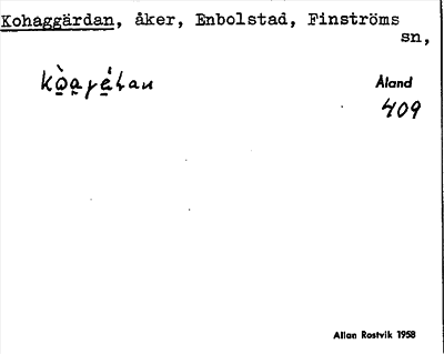 Bild på arkivkortet för arkivposten Kohaggärdan