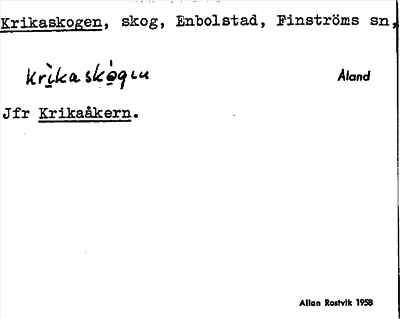 Bild på arkivkortet för arkivposten Krikaskogen