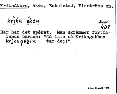 Bild på arkivkortet för arkivposten Krikaåkern