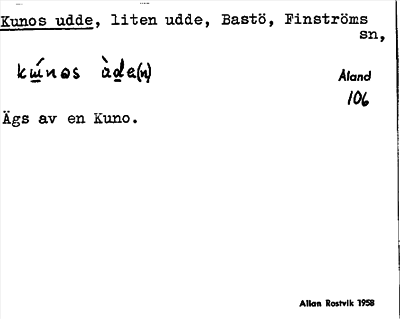 Bild på arkivkortet för arkivposten Kunos udde