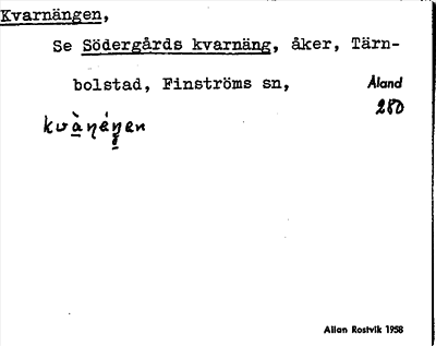 Bild på arkivkortet för arkivposten Kvarnängen, se Södergårds kvarnäng