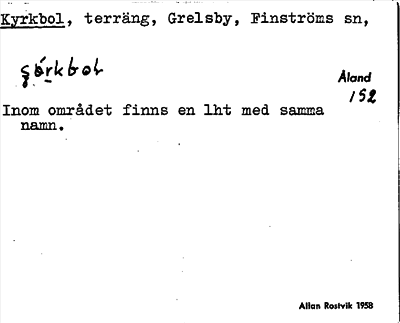 Bild på arkivkortet för arkivposten Kyrkbol