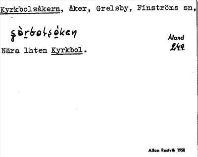 Bild på arkivkortet för arkivposten Kyrkbolsåkern