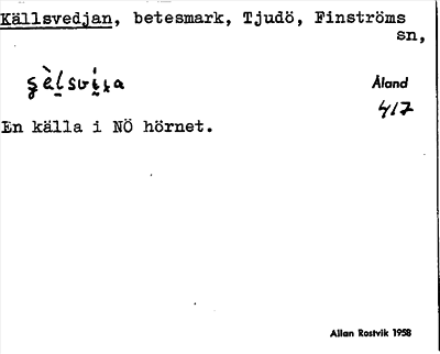 Bild på arkivkortet för arkivposten Källsvedjan