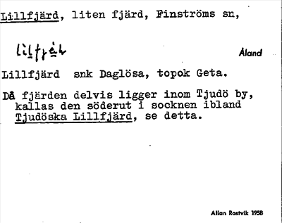 Bild på arkivkortet för arkivposten Lillfjärd