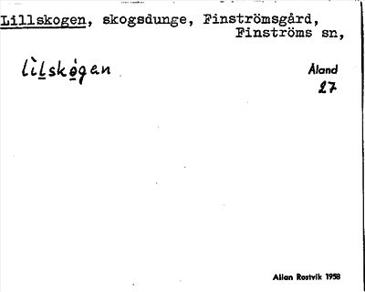 Bild på arkivkortet för arkivposten Lillskogen