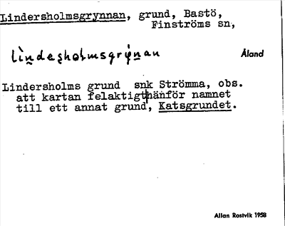 Bild på arkivkortet för arkivposten Lindersholmsgrynnan