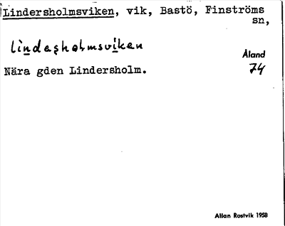 Bild på arkivkortet för arkivposten Lindersholmsviken