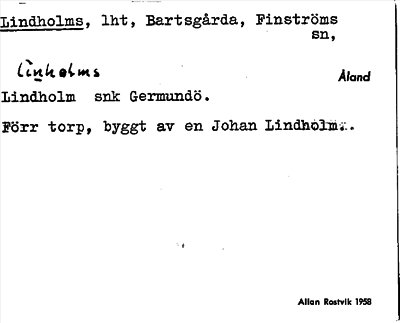 Bild på arkivkortet för arkivposten Lindholms