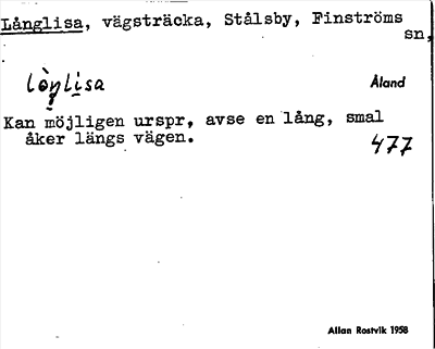 Bild på arkivkortet för arkivposten Långlisa