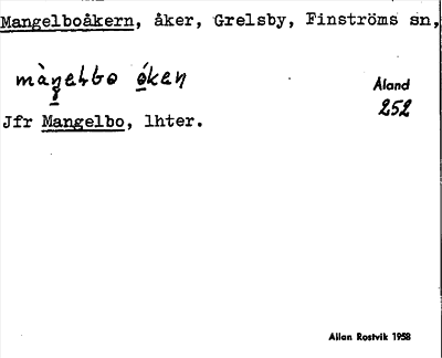 Bild på arkivkortet för arkivposten Mangelboåkern